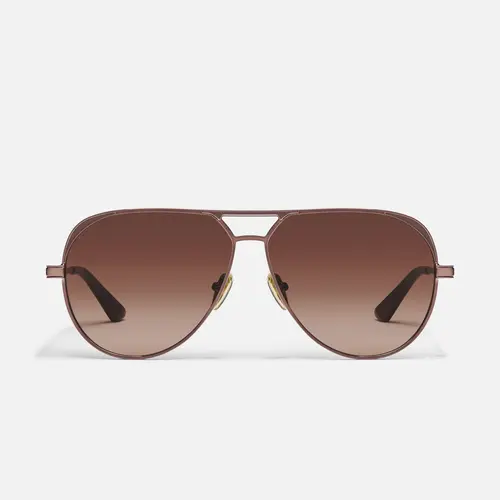 QUAY AUSTRALIA OPEN TAB Gold Modern Aviator Sunglasses with Adjustable Silicone Nose Pads & Tapered Arms