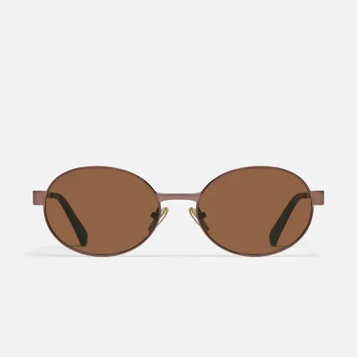 QUAY - ANYWAYS Narrow Metal Sunglasses with Tapered Arms and Chic Details Gold Oval Adjustable Sunglass for Women