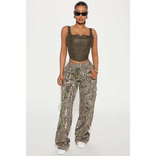 Tall Bree Camo Stretch Cargo Jean - Olive/combo