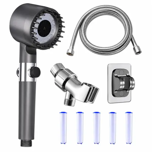 Filtered High-Pressure Turbo Rain Shower Head - Multifunctional Handheld Model with Hose, Adjustable Wall-Mount Holder, Replacement Filter & Complete Blend Shower Upgrade Kit, Filtered Shower Head High Pressure,sohochic