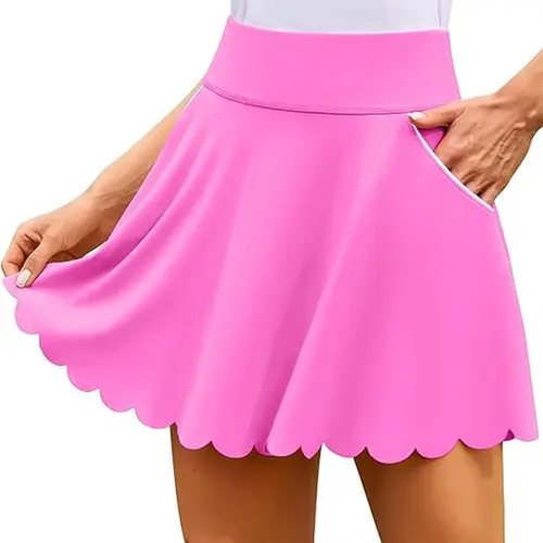 ATTRACO Tennis Skirts for Women with Shorts and Pockets Scalloped Athletic Golf Skorts