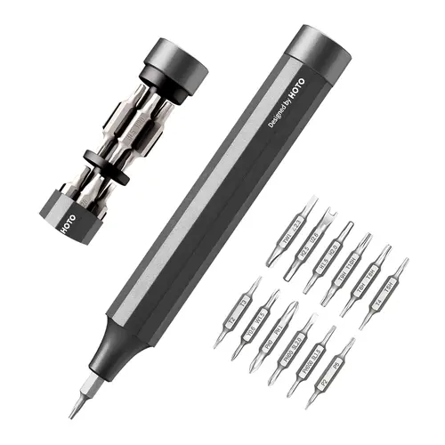 Hoto 24-in-1 Pocket-Size Magnetic Precision Screwdriver Set, S2 Steel Metal Tool Bits, Quick-Change Design, for Phone & Computer Repairs, Mini Useful Gifts for Fathers, Multipurpose Hand Tool, Multipurpose Screwdriver,toolupgrade