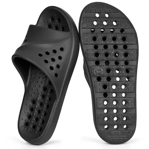 KUKTO Men's Slide-On Below the Ankle Home Slippers, Unisex Massage Pool Shoes with Anti-Slip Outsoles, Quick-Drying Drain Holes for Summer Beach & Indoor Bathroom Use, Shoe, Footwear,sohochic