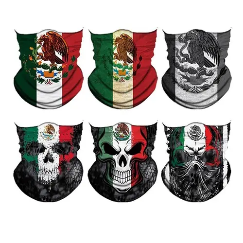 Yeomoo 6pcs Polyester UV Protection Cooling Face Mask Set - Seamless, 1 Size, Headstrap, Bandana, Balaclava, Headband for Men - Ideal for Biking, Fishing - B-Bright Camo, Black and Gray