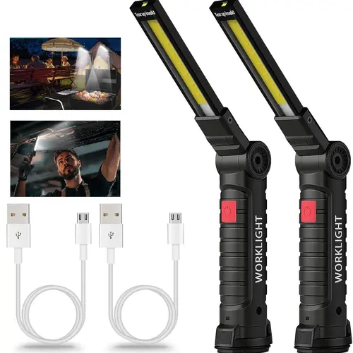 Rechargeable LED Grill Work Light with Magnetic Base - 5 Modes, 360° Rotatable Mechanic Light - 2 Pack Mens Gifts for Birthday, Valentine's Day - Home Improvement Portable Lighting for Him,sohochic