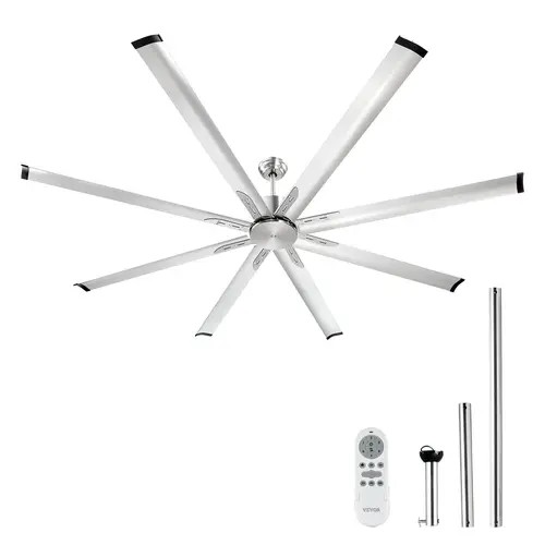 【Backtoschool】VEVOR 72-84 In Ceiling Fan with or without Light, 6-Speed Remote Control, Dimmable 3-Color Temperature, Reversible DC Motor, Low Profile Flush Mount Fan for Bedroom, Living Room, Indoor/Outdoor Use, Brushed Nickel