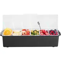 VEVOR 6-Compartment Ice-Cooled Condiment Server, Compartmentalized Food Safe Preserving Container with Lid, Reusable Kitchen Gadgets for Outdoor & Kitchen Use, Ice Cooling for Chill & Serve Fresh (Bartending, Taco Serving)