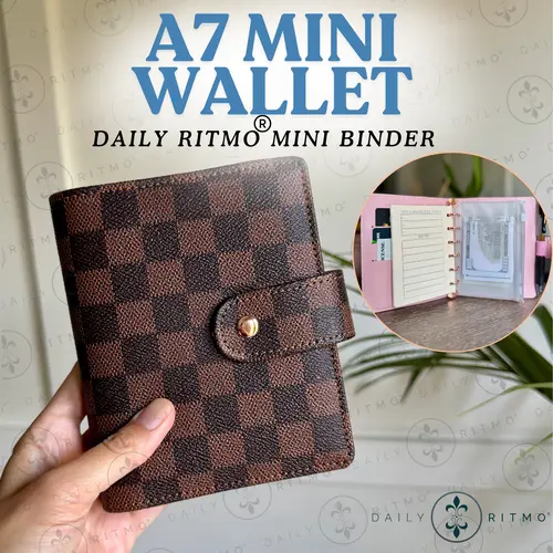 DAILY RITMO Mini Checkered A7 Women's Wallet - 1in Slim Small Wallet, Cash Holder, Budget Binder, Pocket Budget Planner with Zippered Coin Pouch Envelopes, Purse Stuffers, Mini Useful Items, Wallet Purse