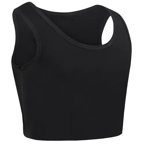 CUTESTREET Women's Fitted Round Full Coverage Casual Chest Binder Tank Top - Sleeveless Pullover FTM Bra, Breathable Strong Compression, Basic Black, Basic & Easy Halloween Costume for Women, Shapewear Clothing