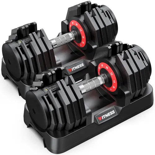 Bearbro 50lb/80lb Adjustable Dumbbells, 1-Sec Adjustable Weights Dumbbells , 10 in 1 Free Dumbbell with Anti-Slip Texture Handle, Weight Set For Home Gym Suit both Men and Women,BlackFriday