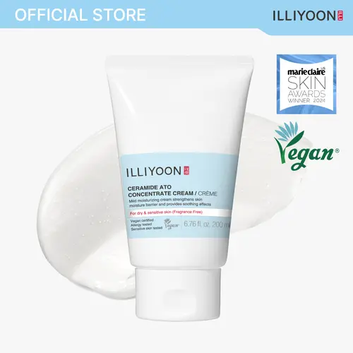 ILLIYOON Ceramide Ato Concentrate Cream - 100hr Hydrate Beauty Product, Vegan, Fragrance-Free, Non-Comedogenic, Hypoallergenic, 6.76 fl.oz. Single Bottle Face Moisturizer