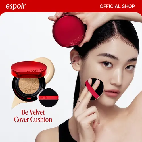 [Espoir Official] Be Velvet Peptide Cover Cushion - Hydrating Foundation, Buildable Matte Coverage, Peptides, Hyaluronic Acid, Smoothing, Non-Oxidizing, Lightweight, Long-Lasting, Vegan K-Beauty (31 Shades) Maquillaje