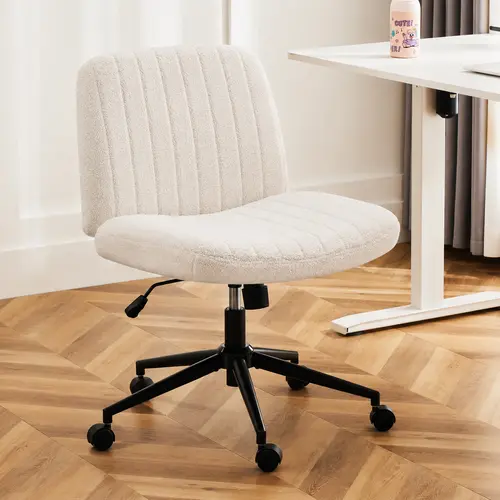 Sweetcrispy Criss Cross Office Chair with U-Shaped Cushion, Height-Adjustable Wide Seat, 360° Swivel Rocking Base for Home Office
