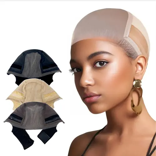 Wig Cap with Grip Band for Keeping Wigs in Place, 1 Count Adjustable Style Dome Mesh Cap with Showing Off Ears, Non Slip Cap Let Wig Be Glueless, Mother's Day Gift