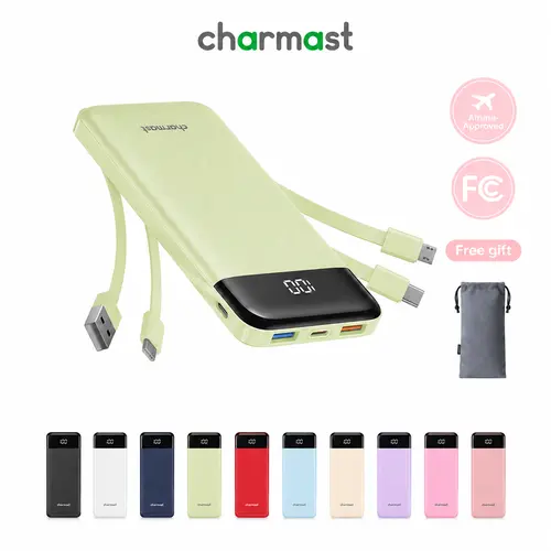 Charmast Ultra-Slim 10000mAh Portable Charger with Built-in Cables 6-Output & 3-Input Fast Charging External Battery Pack Power Bank for Smartphones Tablets USB-C Devices Travel Ready Airline Approved  #TikTokShopBackToSchool