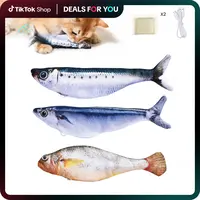 Petgravity 3-Pack Floppy Fish Cat Toys - 7.1in Mini Sardine/Saury/Yellow Croaker Shapes, Tap-Activated 3 Flapping Modes, Motion Sensor, USB Rechargeable, Interactive for Cats, Interaction