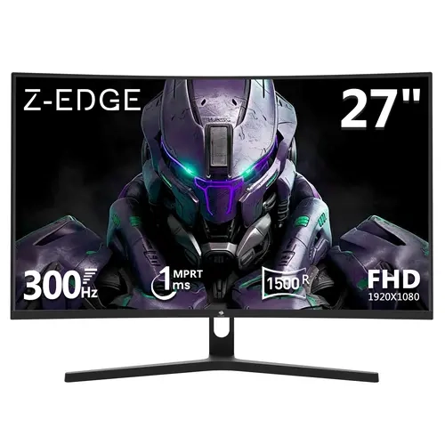 Z-EDGE 27" 300Hz Refresh Curved LED VA Gaming Monitor - Full HD 1080P, 1ms Response, Adaptive Sync FreeSync, DP(1.4) & HDMI 2.0 Inputs, Blue Light Filter, HDR Support, TikTok Shop Back to School, 26-28Inches