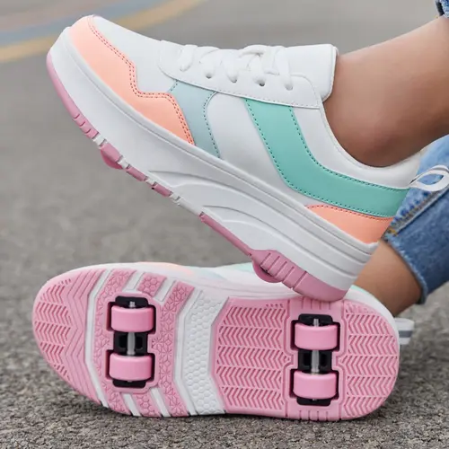 Roller Skate Shoes for Kids Girls Boys Detachable Wheeled Fashion Sneakers