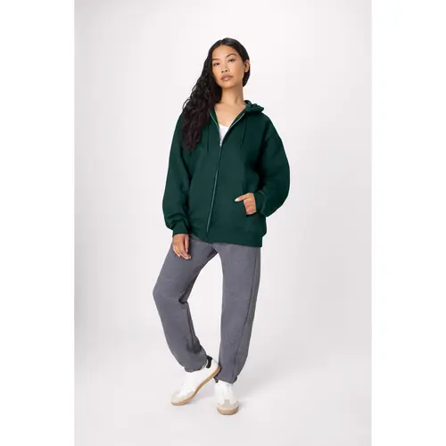 Hanes Ultimate Full-Zip Heavyweight Fleece Hoodie with Split Kanga Pocket Classic Ribbed Soft Sturdy Style Cold Weather Wear Sweatshirt