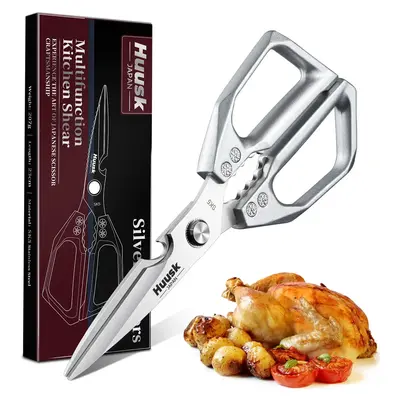 【Summer Sale】HUUSK Kitchen Scissors All Purpose -FallFreshness- Stainless Steel Kitchen Shears, Sharp Silver Meat Scissors, Dishwasher Safe,  Poultry Shears, Japanese Cooking Scissors for Food, Chicken Bones, Christmas  Gift!, Pork