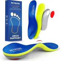 RETREON High Arch Support Insoles for Foot Pain Relief, Plantar Fasciitis, Work Boots, Flat Feet, Trim to Fit, Shock Absorption & Comfort for Standing All Day