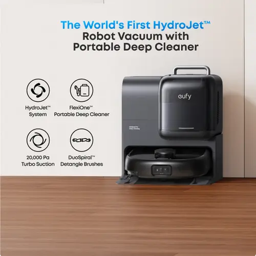eufy E28 Omni Robotic Vacuum and Mop Combo Deep Cleaning Machine - HydroJet System, Portable Carpet Cleaner, 20000Pa Turbo Suction, No-Tangling, Corner-to-Edge Coverage, Automatic Self-Cleaning Vacuum with Auto Station,sohochic