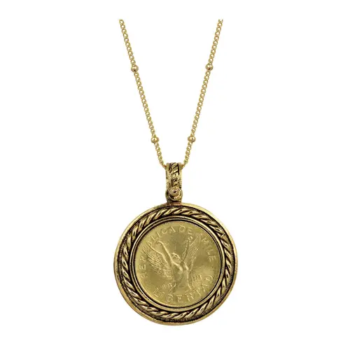 Lord's Prayer Angel Coin Charm Necklace