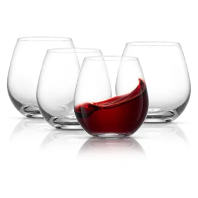 JoyJolt Set of Four 15oz Spirits Stemless Crystal Wine Glasses