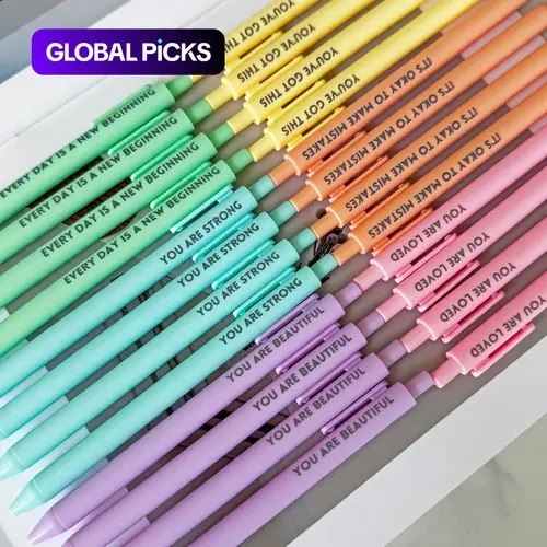Motivational Pen Set, Pen Kit, Set with Pen, 24-Piece Retractable Positive Pens, Colorful & Cute Pens for Journaling, Writing Supplies, Stationery Supplies, Aesthetic Pens #GLOBAL PICKS