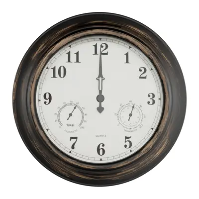 Pure Garden 18" Indoor Outdoor Wall Clock Thermometer