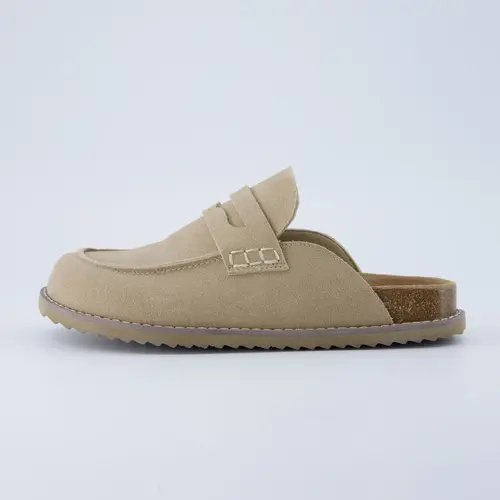 Cushionaire Zola Suede Clogs For Women | Genuine Suede Slip On Penny Loafer Clogs With Cork Footbed | Classic Closed Toe Mule Design For Everyday Casual Wear