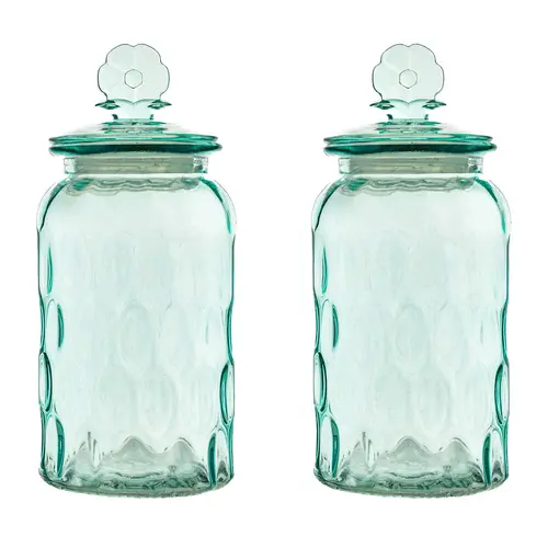 10 Strawberry Street Textured Glass Flower Canister, Set of 2