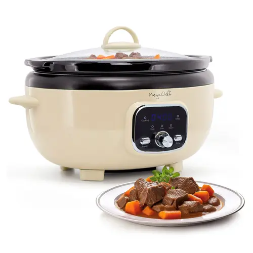 MegaChef 3.7 Quart Oval Electric Digital Slow Cooker