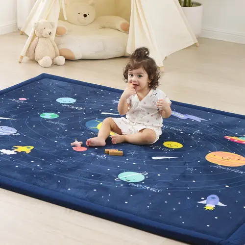 PaPaMat 1.3" Thick Plush Baby Play Mat – Memory Foam Splash Game Mats for Crawling & Playroom Use, Non-Slip & Shock-Absorbing