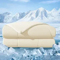 Shilucheng Arc-Chill Cooling Comforter (90"x90"), Q-Max >0.4 Cooling Fabric, All-Season Snow Ivory Down Alternative Comforter for Hot Sleepers, Breathable Lightweight Soft,summerwins