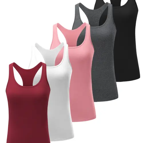 5 Pack Workout Tank Tops for Women, Athletic Racerback Sports Tank Tops, Compression Sleeveless Dry Fit Shirts summerwins