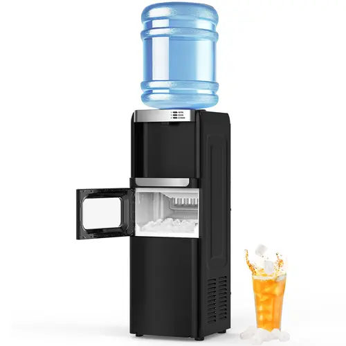 COWSAR Top-Loading Hot and Cold Water Dispenser with 4L Capacity, 26lb Ice Cubes Maker, 5-Gallon Bottle Compatibility, Child Safety Lock - Convenient for Home, Apartment - Black Water Machine