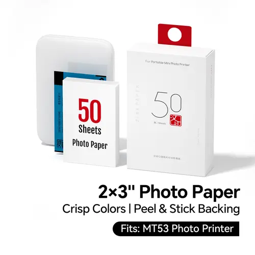 2×3” Photo Paper for HPRT MT53, Adhesive Sticky Back, Peel & Stick, 20–60 Sheets
