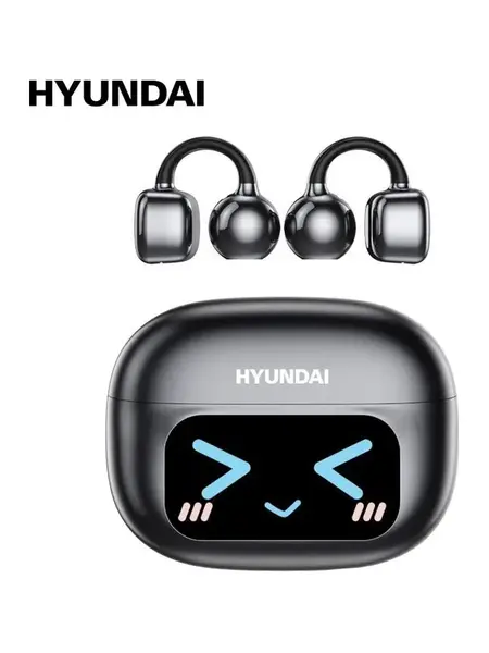 HYUNDAI C02 Clip-On Ear Headphones with LCD Full Color Touch Screen, Wireless Earbuds Headset for Music & Phone Calls