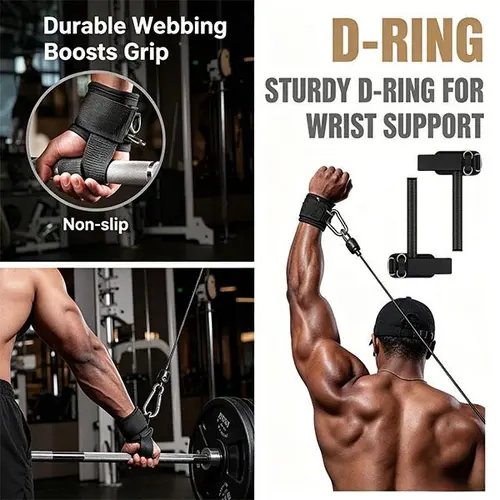 Non-Slip Weightlifting Wrist Straps with D-Rings, Neoprene Padding, Adjustable Design & Reinforced Stitching | Durable Webbing Fitness Accessory Prevents Slipping for Deadlifts, Cable Workouts (Men’s, Women’s)
