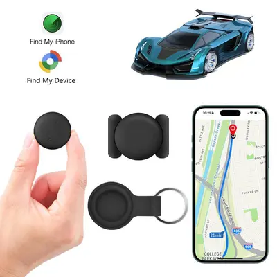 Mini Car GPS Tracker with Weatherproof Magnetic Case - No Monthly Fee, Anti-Lost Wireless, Waterproof Tracking Device - Compatible with Find My Network, Father's Day Gift, Smart Key Finder