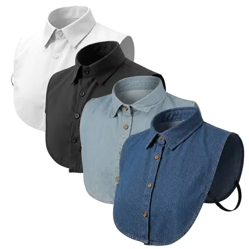 4 Pcs Fake Collar Detachable Dickey Collar Faux False Collar Half False Shirt Collars Tops for Women Graduation Daily
