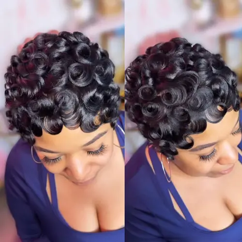 ShowReal Pin Curl Pixie Cut Wigs Chioma Wigs for Black Women Short Pin Curls Wigs Pixie Cut Brizalian Virgin Human Hair Glueless Wigs Full Machine Made 025 Pixie Cut Wigs#SohoChic #TikTokShopBackToSchool#DealsForYouDays