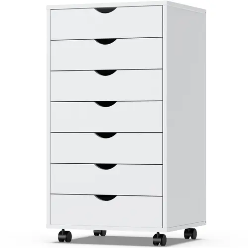 7 Drawer Chest - Dresser Storage Cabinets Dressers Wooden Dresser Bedroom Cabinet with Wheels Mobile Organizer Drawers for Office, Home