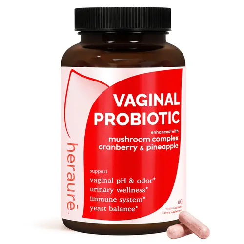 HerAuré Probiotics for Women Dietary Supplement - 7B CFU Probiotic, Prebiotic, 7-in-1 Mushroom Blend, Cranberry Extract, Pineapple - pH Balance, Odor Control, Flora Health - 60 Capsules, Wellness Self-Care Gift
