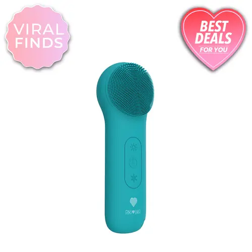 RIKI Radiant Silicone Face Cleansing System with Red and Blue LED Light Therapy, Gentle Heat, and Cooling Vibrations, IPX7 Waterproof, Ergonomic Design Facial Daily