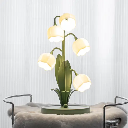 #SohoChic Vintage Flowers Whimsical Table Lamp - Adjustable 3-Color LED, 5 Lily Design, Ambient Lighting, Lamps for Bedroom, Free Bulb, Gift-Ready Home Decor by Lilyvalleylamp