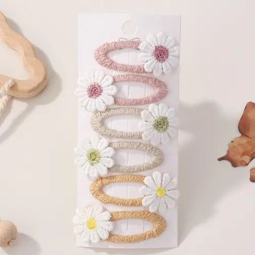 Boho Style Flower Design Hair Clip Set, Floral Hair Accessories for Women & Girls, Minimalist Headwear Suitable for Thick Hair, Super Cute Clips