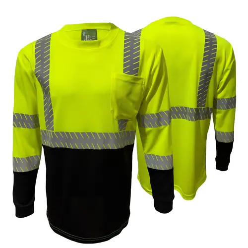 High Visibility Yellow Orange with Black bottom Safety long sleeve shirt/ reflective yellow black safety shirt ( SEE SIZE INFORMATION ON Description)