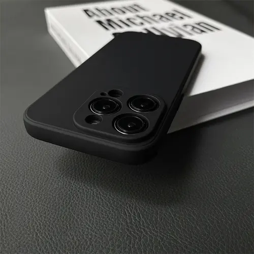 Liquid Silicone Style Phone Case for iPhone 17 Pro Max 16 15 14 13 12 11 Pro Max Plus, Soft TPU Slim Case, Classic Straight Edge, Soft-Touch Finish with Microfiber Lining